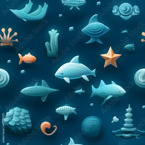 summer beach ocean nature Vector marine collection Generative AI