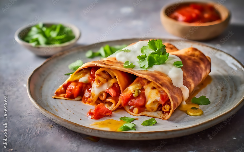 Capture the essence of Enchiladas in a mouthwatering food photography shot Generative AI Capture the essence of Enchiladas in a mouthwatering food photography shot Generative AI