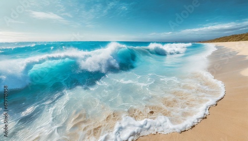 Ocean waves on a shore at summer 