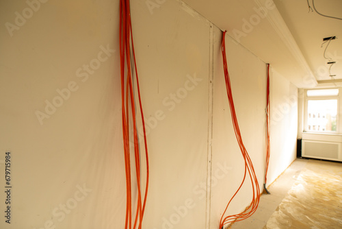 Fiber optic cable prepared for connection. photo