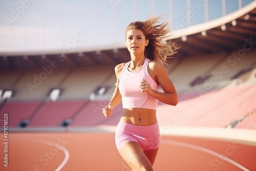 athletic woman working out and running outdoors and doing fitness exercises. healthy jogging and running concept