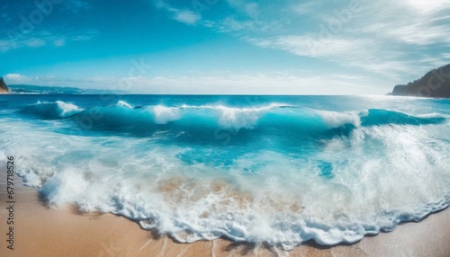 Ocean waves on a shore at summer 