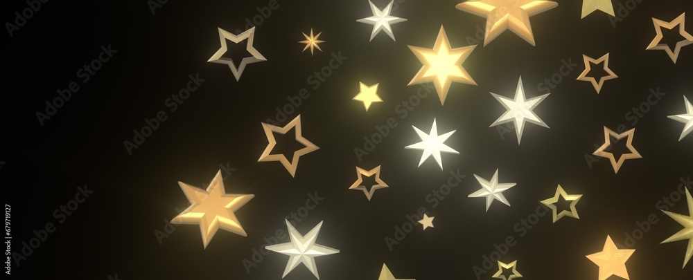 Gilded Wonder: Explore the Magic of a 3D Gold Stars Rain