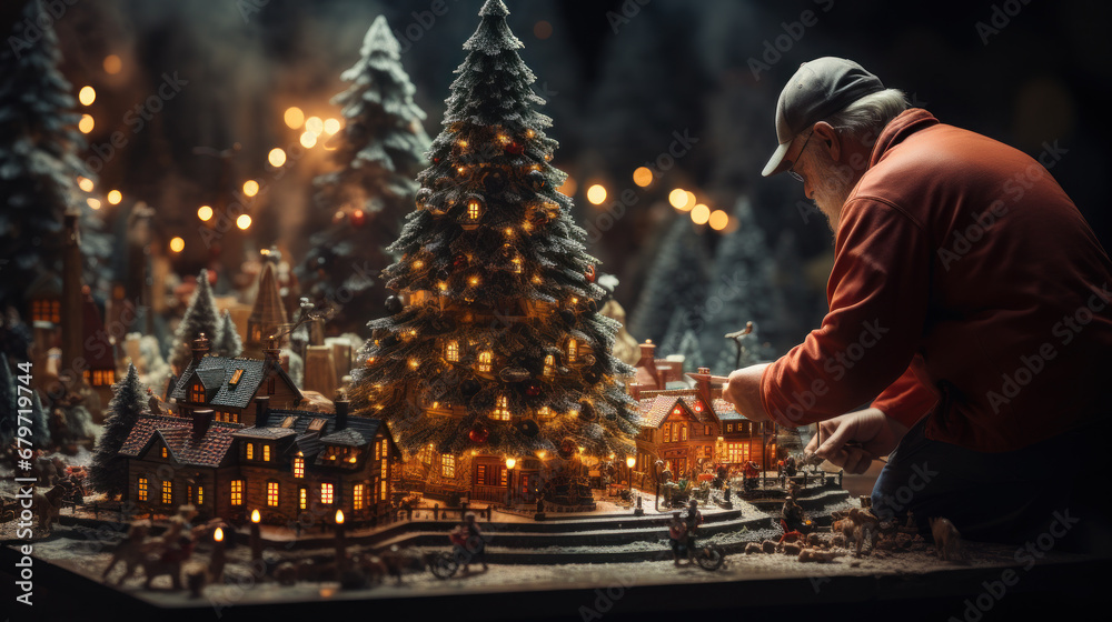 Setting up the Christmas decorations. Generative AI Setting up the Christmas decorations. Generative AI