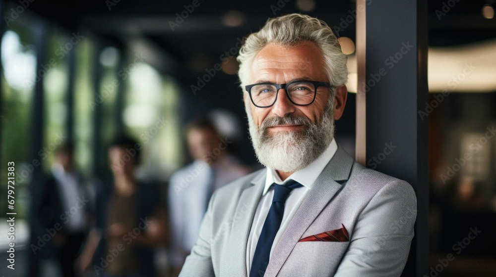 Portrait of smiling mature man in office. Portrait of smiling mature man in office.