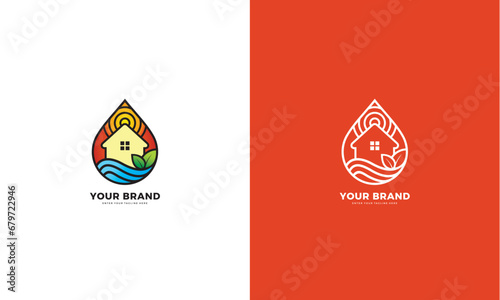 Village house cottage logo, vector illustration design template