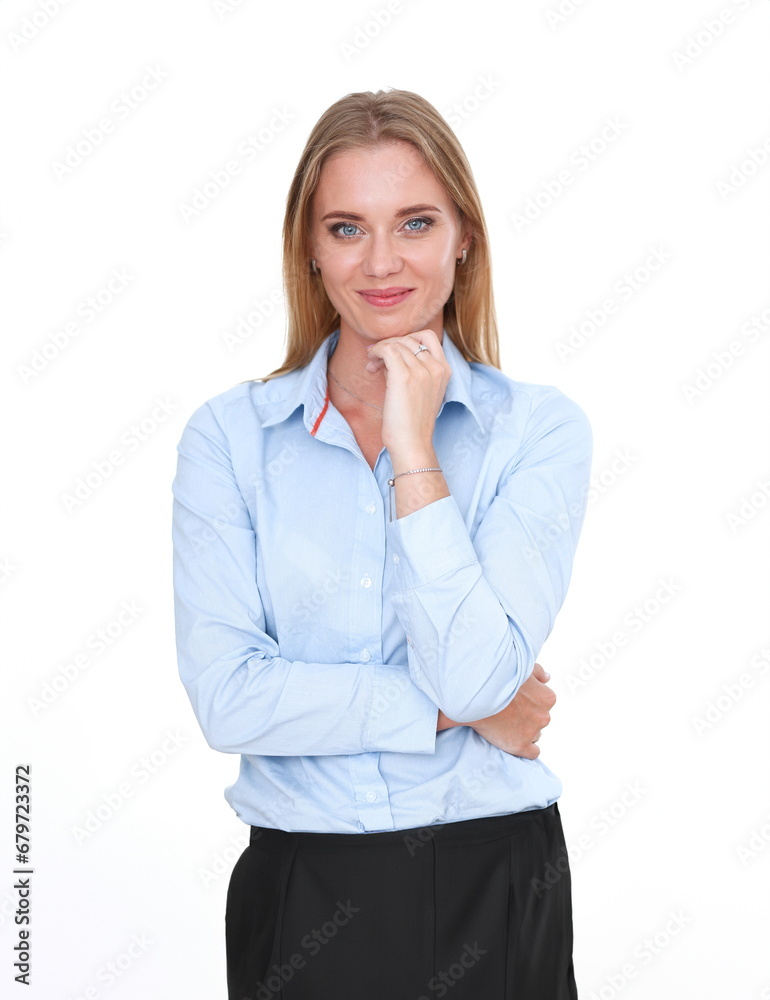 Blonde business woman portrait isolated on a white background Blonde business woman portrait isolated on a white background