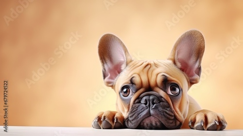 Portrait of cute puupy of French Bulldog ying on back isolated over white studio background. Pretty muzzle. Playful dog. Concept of domestic animal, pet, vet, friendship. Copy space for ad © HN Works