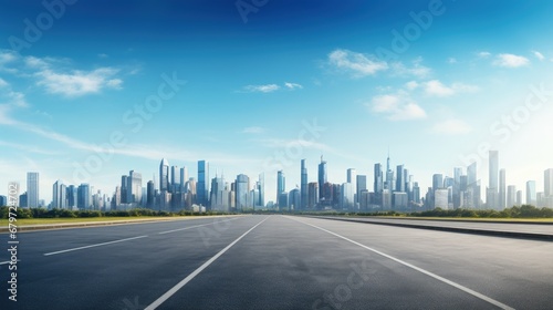 empty road with panoramic cityscape