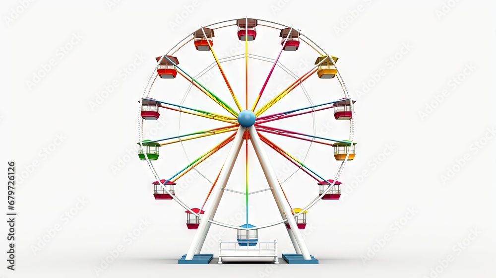 Obraz premium Ferris wheel isolated on white background Computer generated 3D illustration