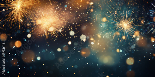 festive background with fireworks, sparkles, glow. for holiday, new year, christmas