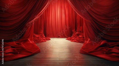 Red curtain with infinite carpet