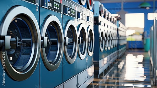 blur background laundry machines in factory