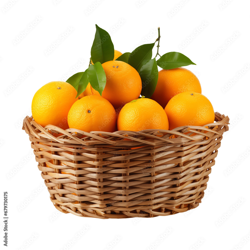 PNG basket of oranges on transparent background PNG basket of oranges on transparent background