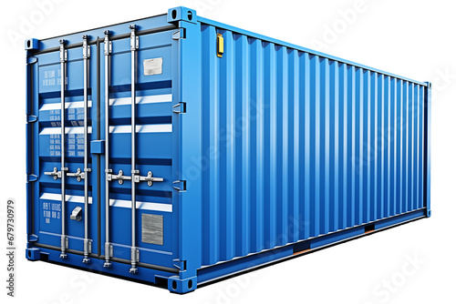 blue shipping container on transparent background photo