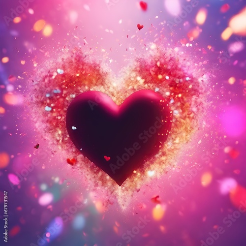 A dark heart surrounded by sparkling particles and effects in various vibrant hues creates a magical atmosphere