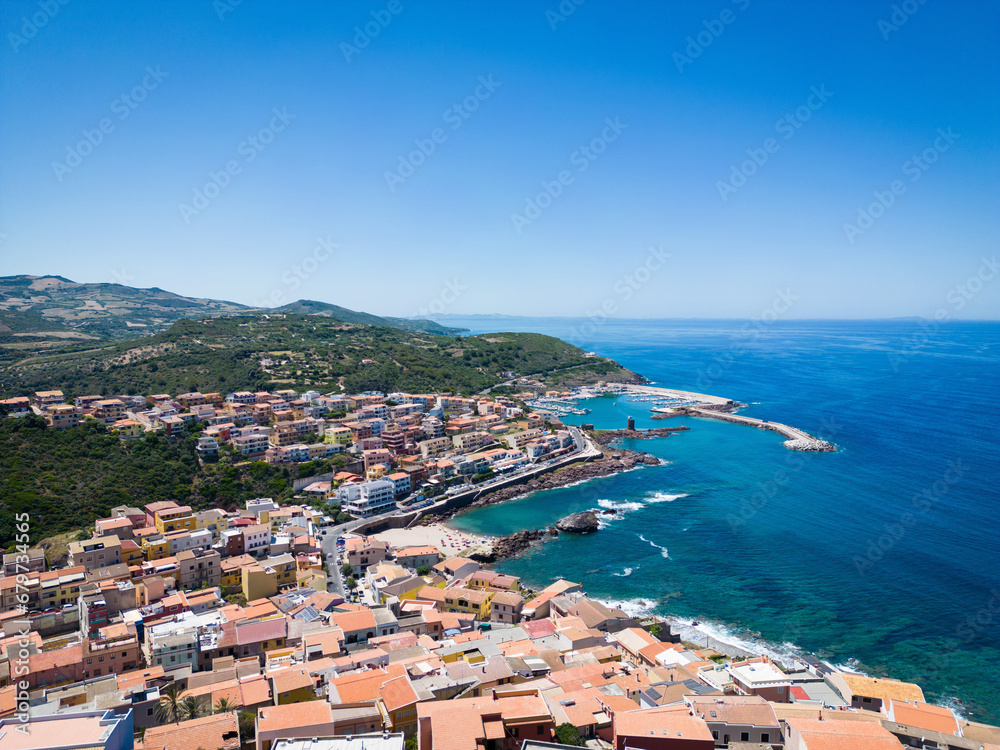 Castelsardo harbor during summer. Famous destination on the Italian island of Sardinia.