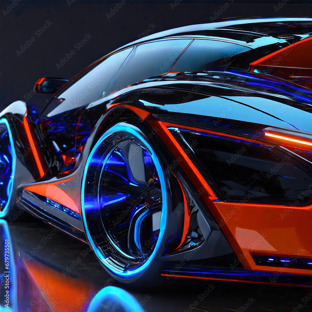 Futuristic, ultra, super cars of an advanced dimension of a century