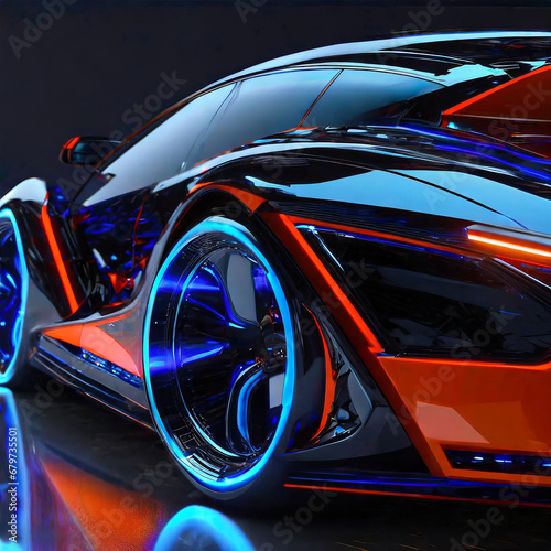 Futuristic, ultra, super cars of an advanced dimension of a century