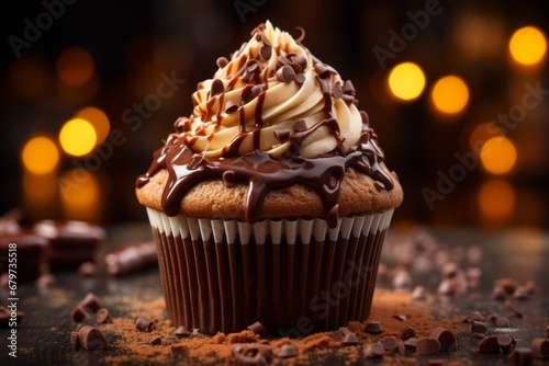 Appetizing cake. Background with selective focus and copy space
