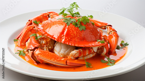 Boiled crab on a plate. Generative AI,