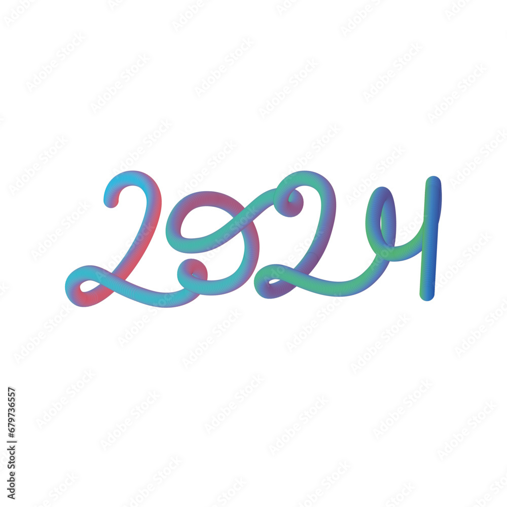 volumetric numbers of the new year 2024 with a gradient fill volumetric numbers of the new year 2024 with a gradient fill