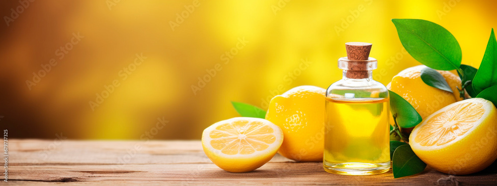 lemon essential oil in a bottle. Generative AI, lemon essential oil in a bottle. Generative AI,