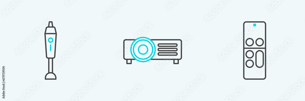 Set line Remote control, Blender and icon. Vector Set line Remote control, Blender and icon. Vector
