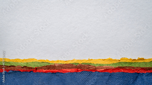 abstract landscape with a gray sky and ocean - a collection of handmade textured art papers