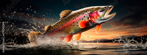 Rainbow trout in the water. Generative AI, photo