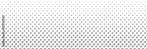 Blended doodle black heart line on white for pattern and background, halftone effect.