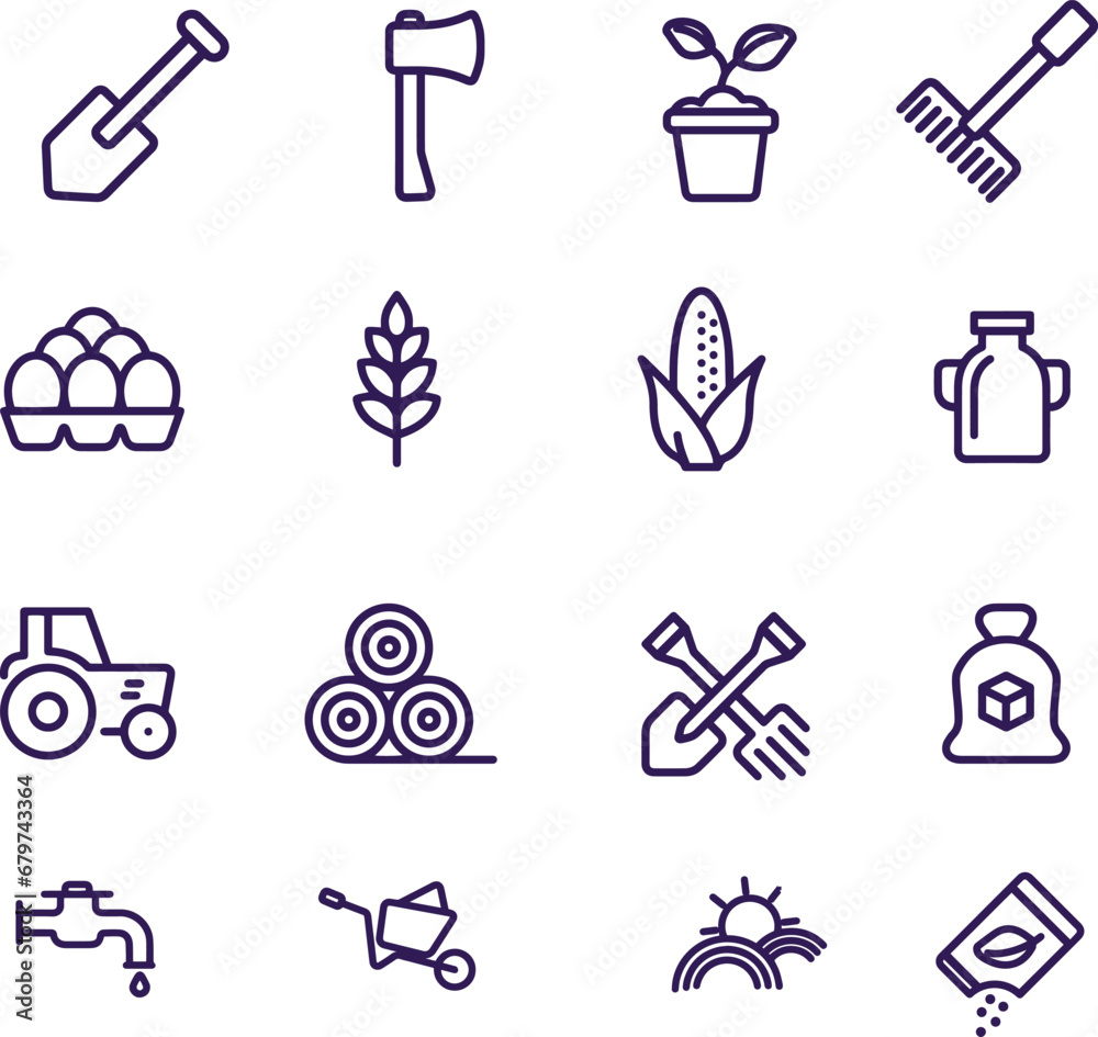 Gardening tools icons vector design