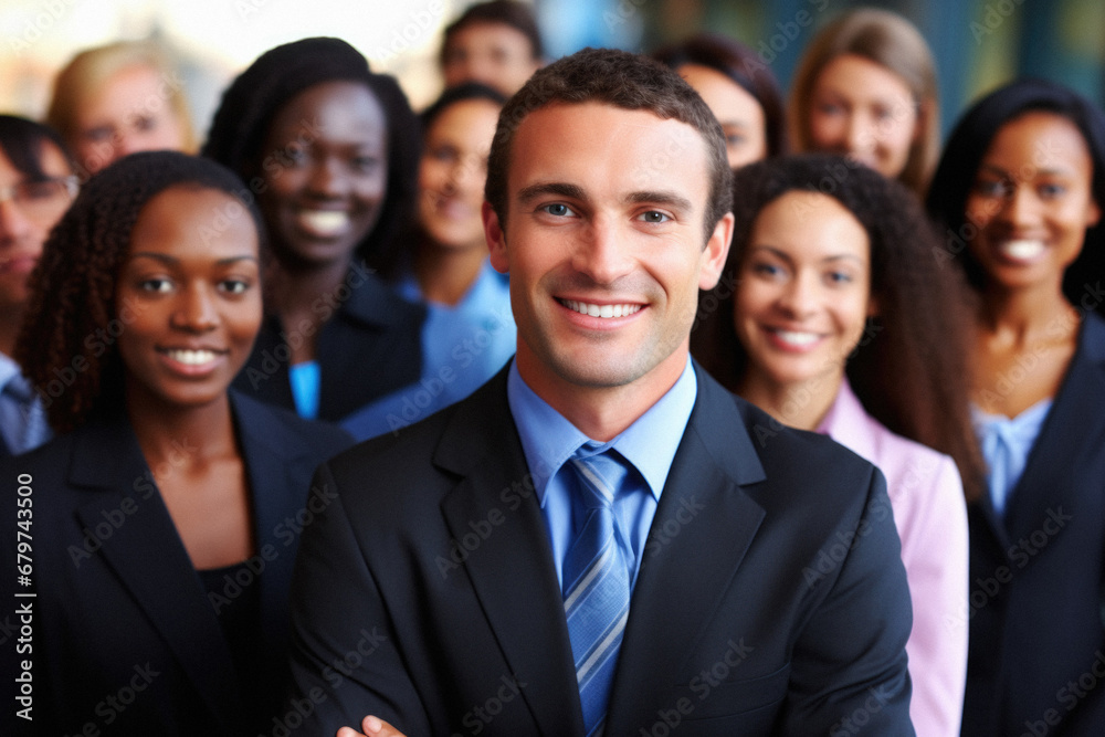 Portrait of a group of smiling business people standing in a row. Portrait of a group of smiling business people standing in a row.