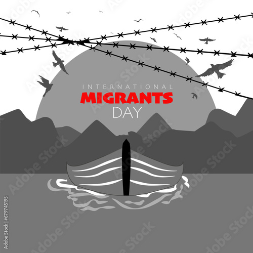 Vector illustration of Migrants concept design, It can use for Banners, Posters, Web, Digital, etc. Due to war, climate change, and global political issues, the Migrants problem is gaining momentum.