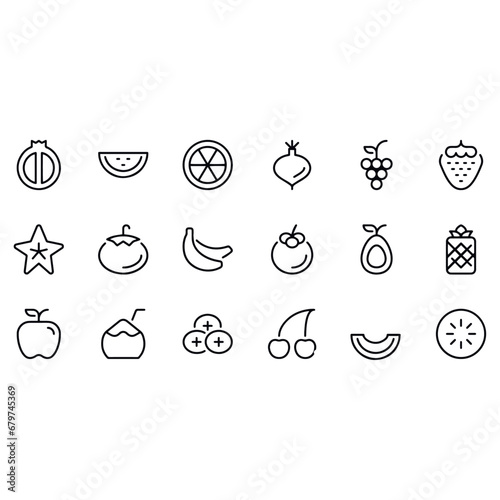 Fruit line icons vector design