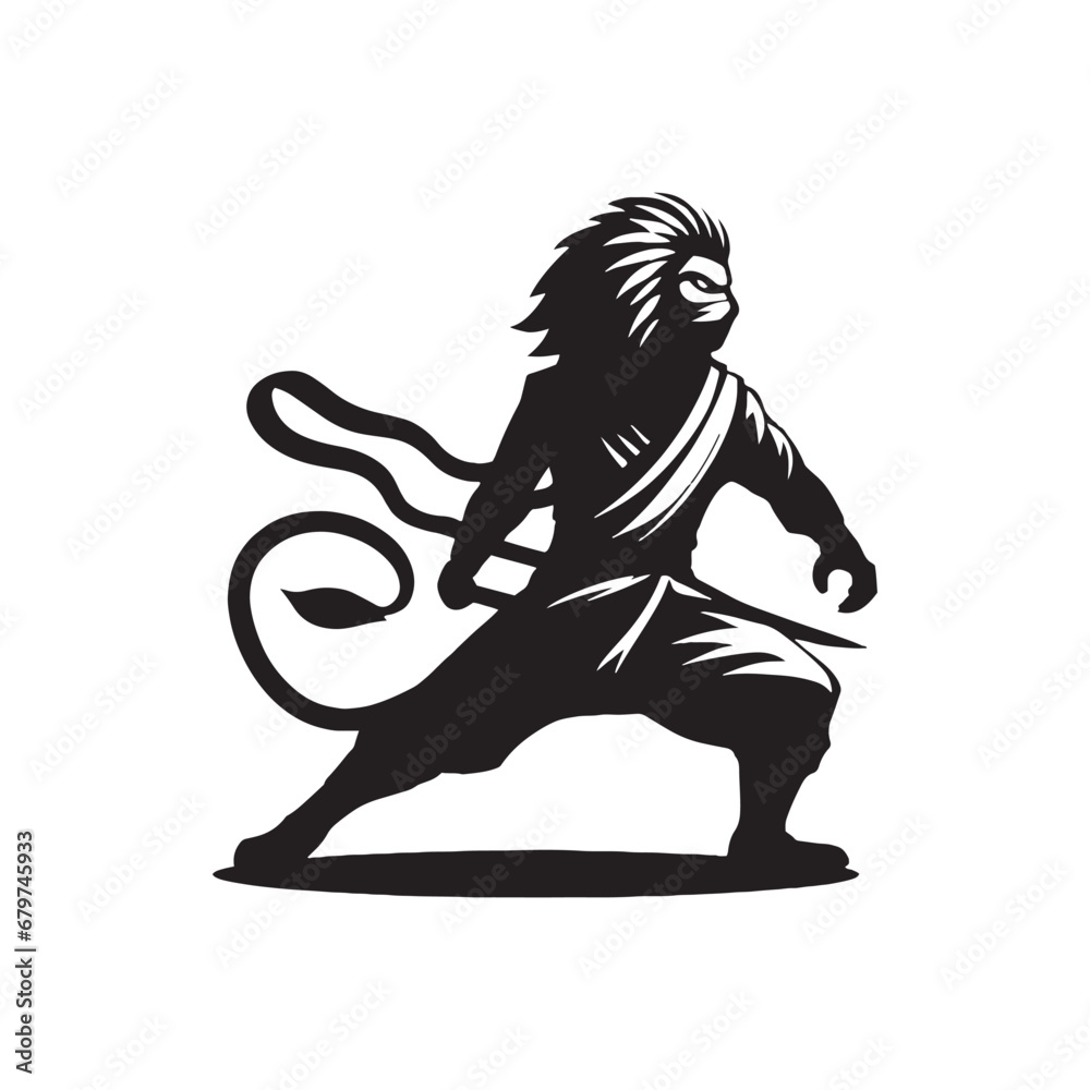 Ninja Lion - A shrouded figure embodying the elegant moves of a ninja within the powerful and regal silhouette of a lion.