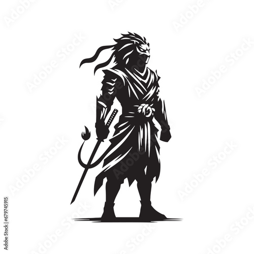  Ninja Lion Silhouette - A fierce presence embodying the essence of a ninja and the regality of a lion against the backdrop of nightfall. © Verslood