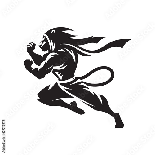 Ninja Lion Silhouette - An enigmatic and powerful beast, embodying the stealthy prowess of a ninja within the regal form of a lion.