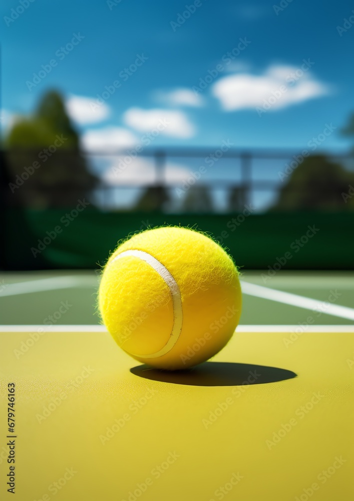a yellow tennis ball on a court