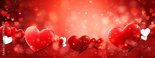Beautiful background with red hearts. Generative AI,