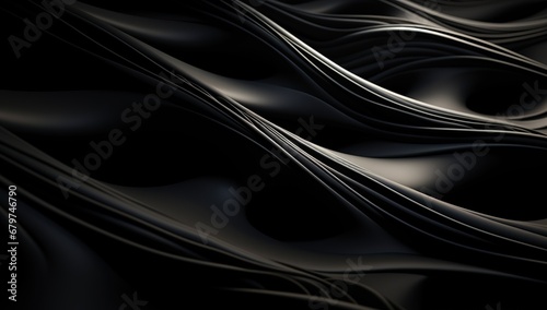 Abstract Black Waves Flowing Across a Dark Background: A Modern and Futuristic Design Element