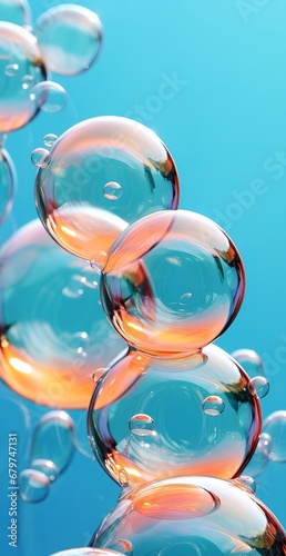 Abstract blue background with floating bubbles: a calm representation of nature and science