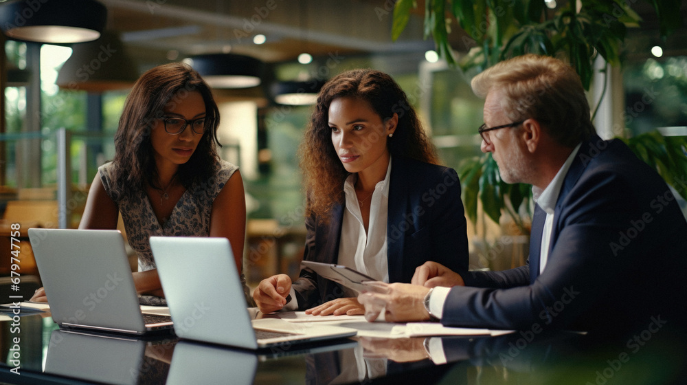 Group of business people working together in a modern office. Business people having a meeting in a coffee shop. Group of business people working together in a modern office. Business people having a meeting in a coffee shop.