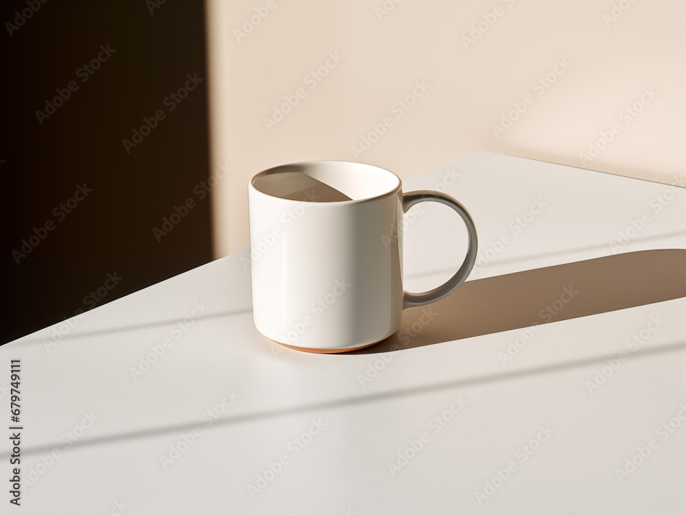 Photo white mug mock up blank template for your design advertising logo, With Generative AI technology