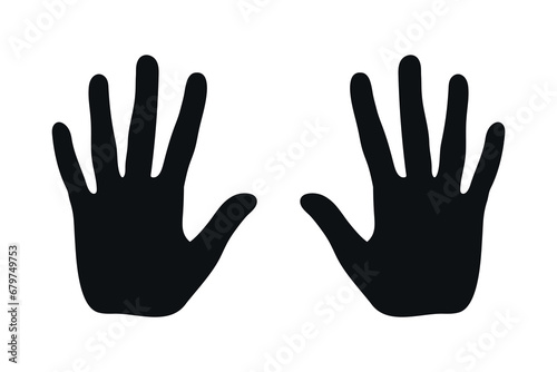 Silhouettes of two human hands. Palm of a hand. Vector illustration