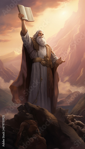 Moses with Ten commandments photo