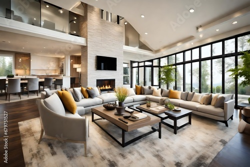 Gorgeous interior design for a modern living room in a house.