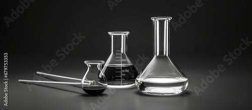 Laboratory glassware on a black background. 3d rendering