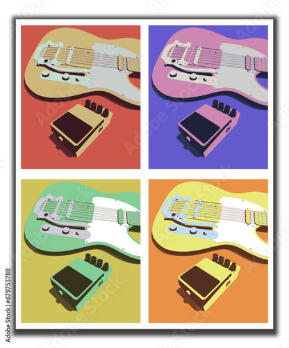 Guitar effect illustration pop art design	
