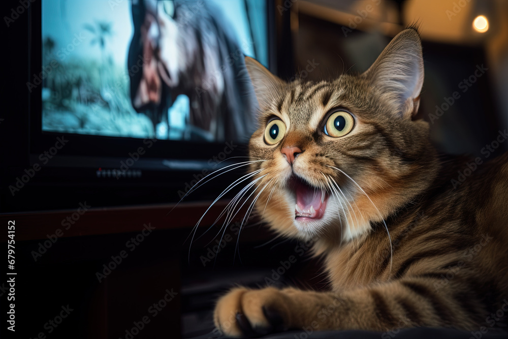 Funny surprised cat with a questioning pose. A cute kitten asks in surprise where the treats are. Funny surprised cat with a questioning pose. A cute kitten asks in surprise where the treats are.